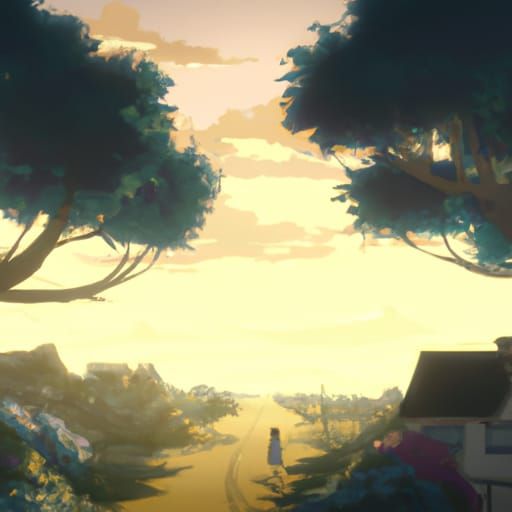 Solitary Figure in Ghibli-esque Anime Style