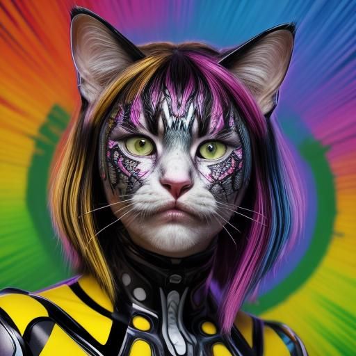 Interdimensional Cat Cyborg in Hyperrealistic Style