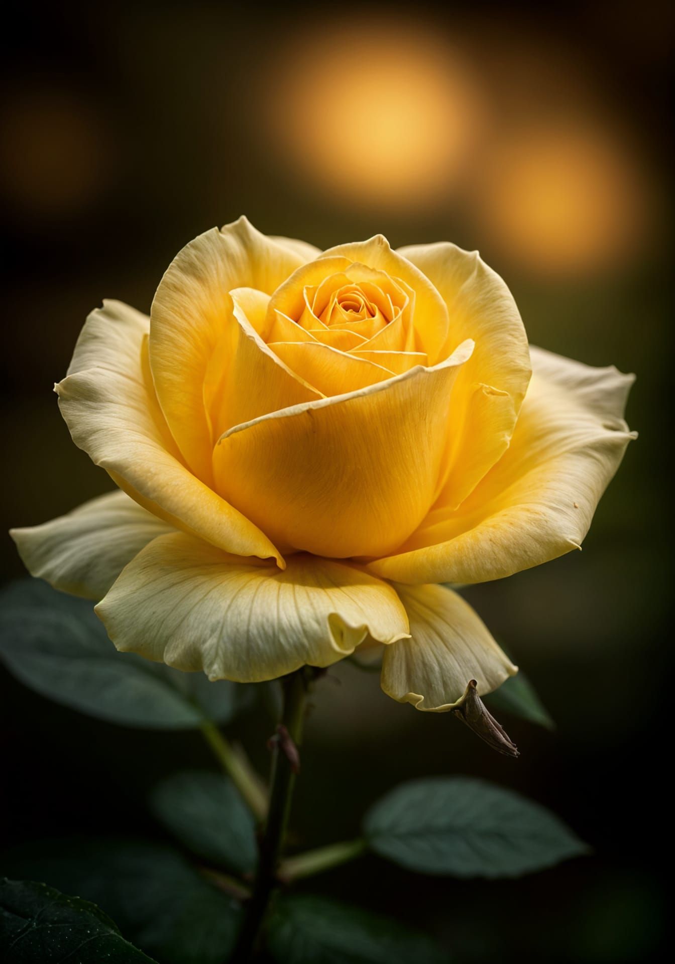 Perfect Yellow Rose in Golden Hour Light