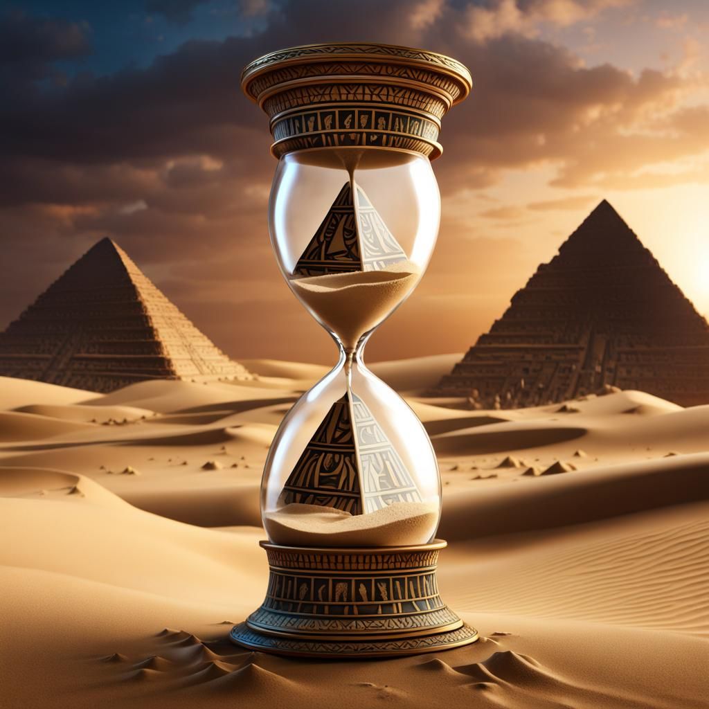 An hourglass with hieroglyphic writing in Egypt
