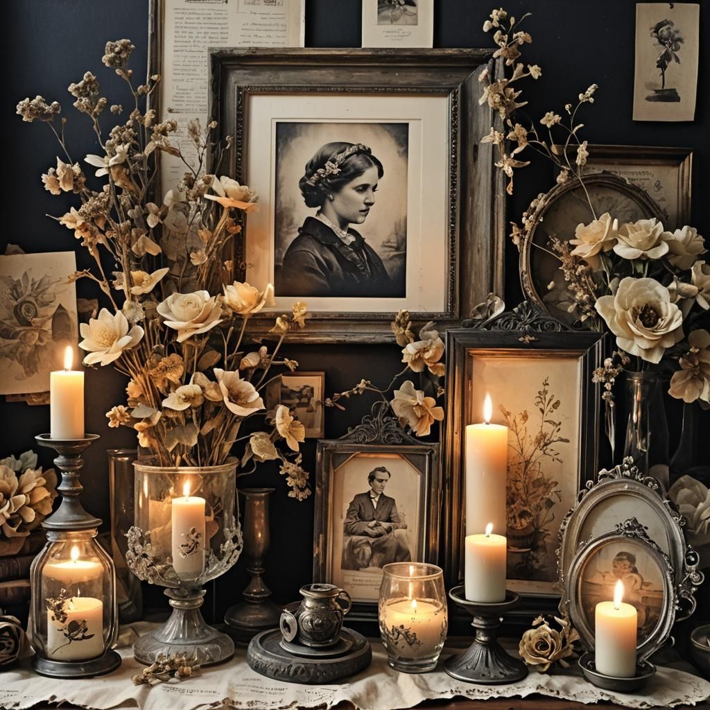 Vintage Ephemera Vignette in Watercolor and Ink