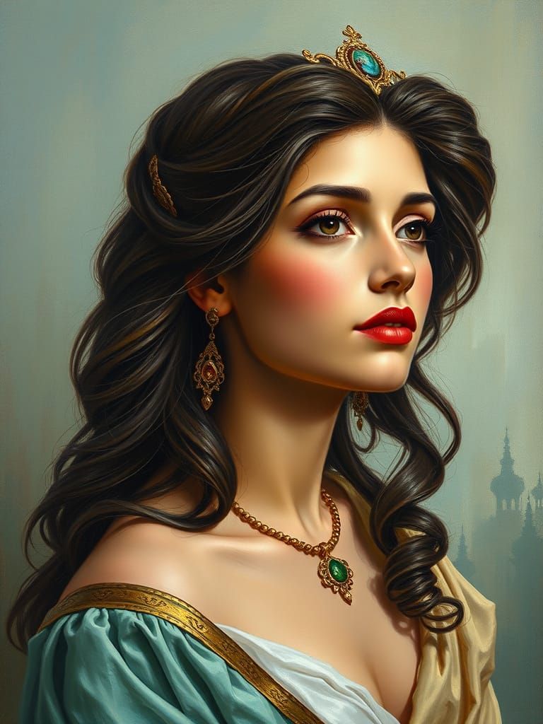 Princess Jasmine Portrait in Renaissance Style