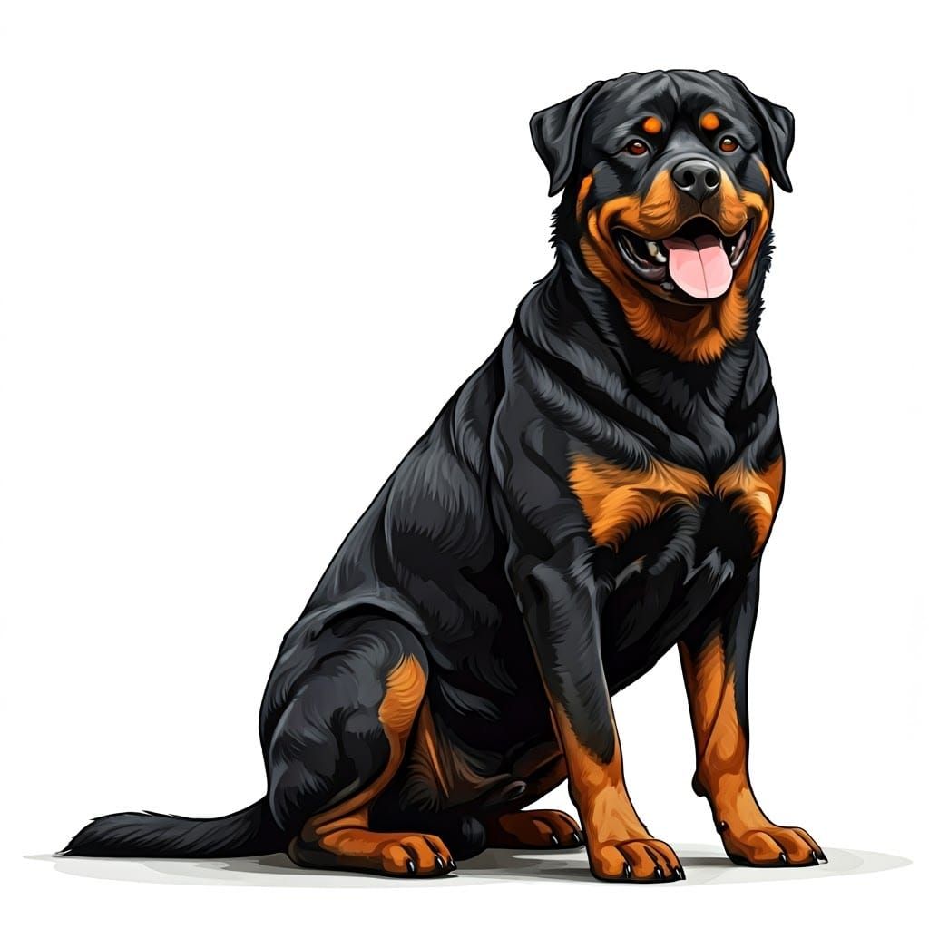 Happy Rottweiler Portrait with Fractal Shading