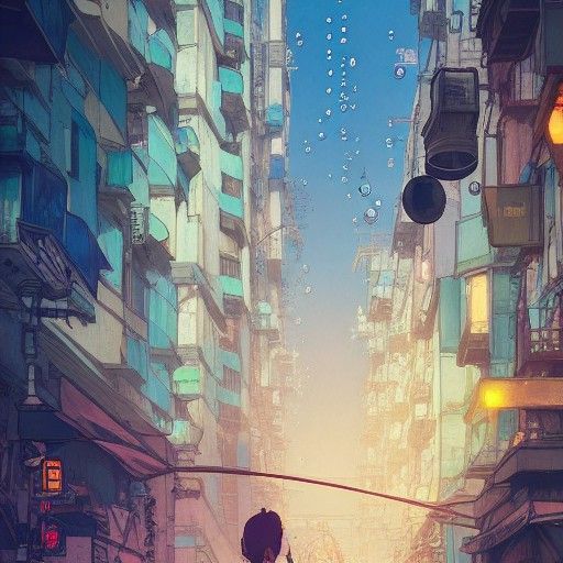 Anime Downtown Square by Studio Ghibli