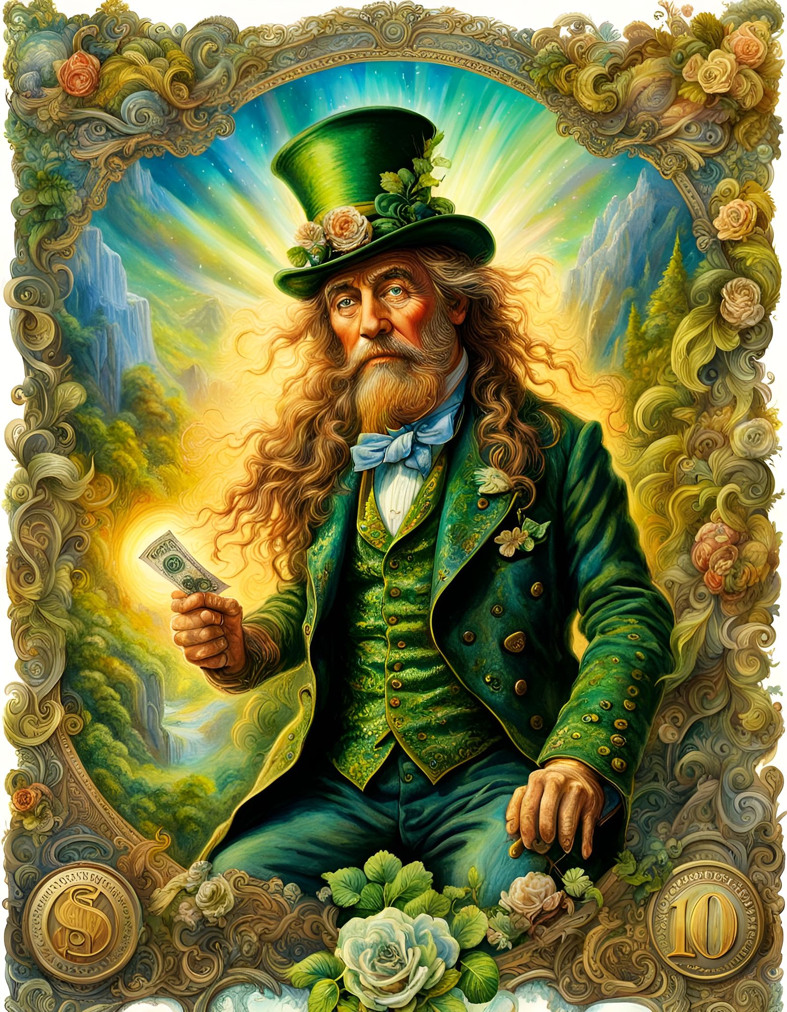 Lucky Leprechaun Lottery Ticket in Watercolor Style