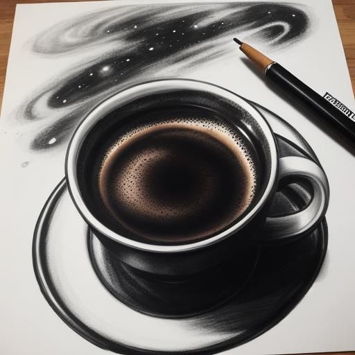 Hyperdetailed Charcoal Drawing of Space Coffee