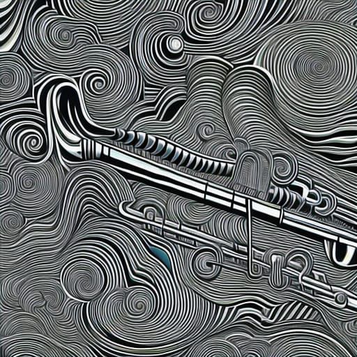 Saxophone Player in Forest with Abstract Elements