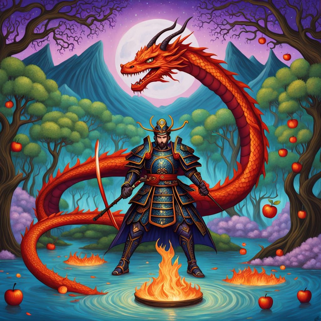 Ethereal Shogun Samurai in Perfect Garden of Eden