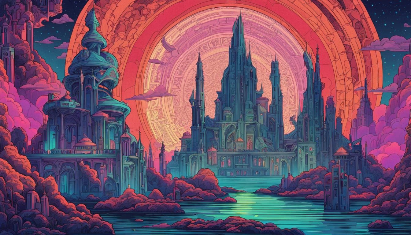 Surreal Synthwave King on Throne in Neon Dreamscape