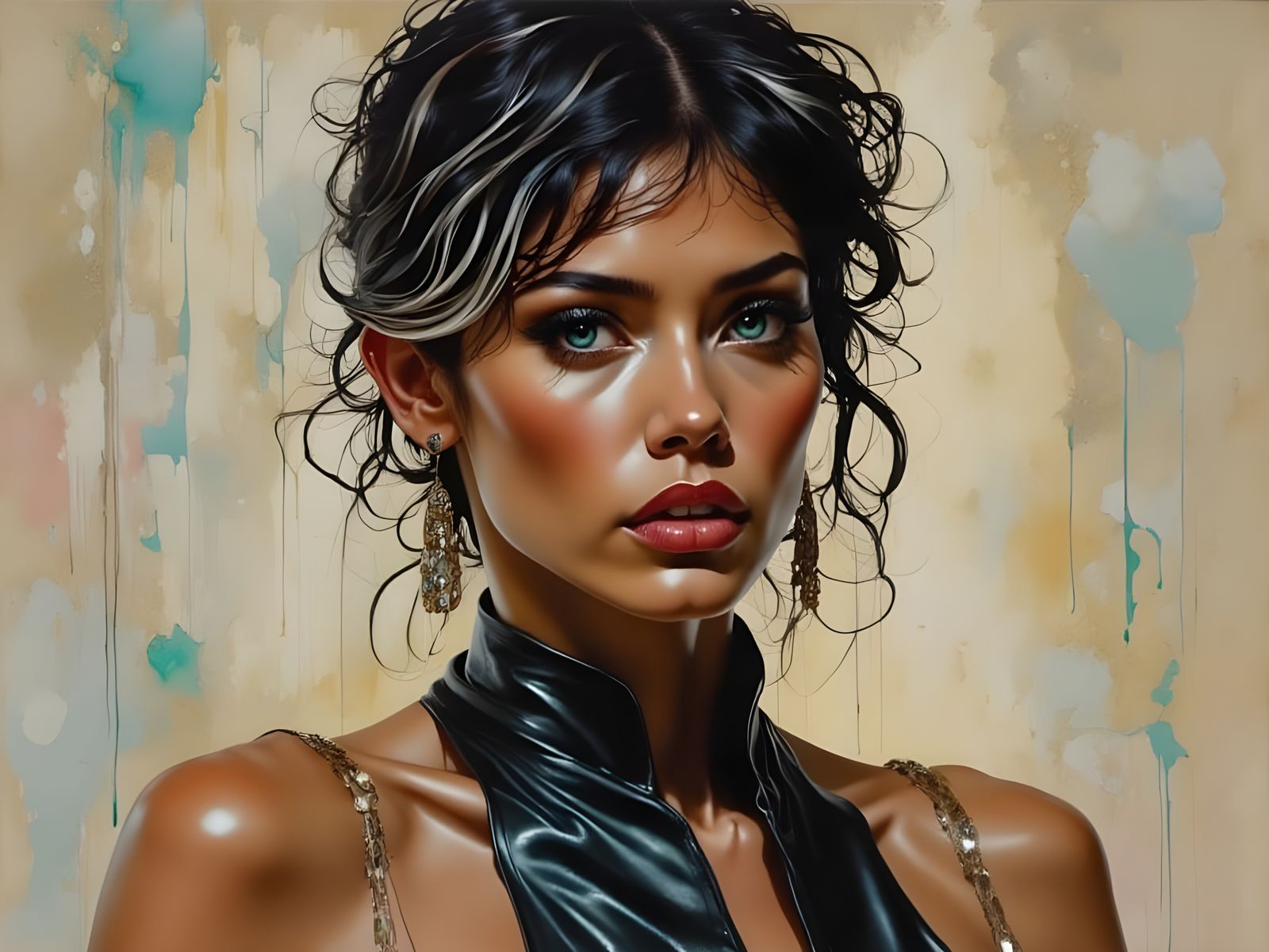 Exotic 1980s Woman with Emerald Eyes