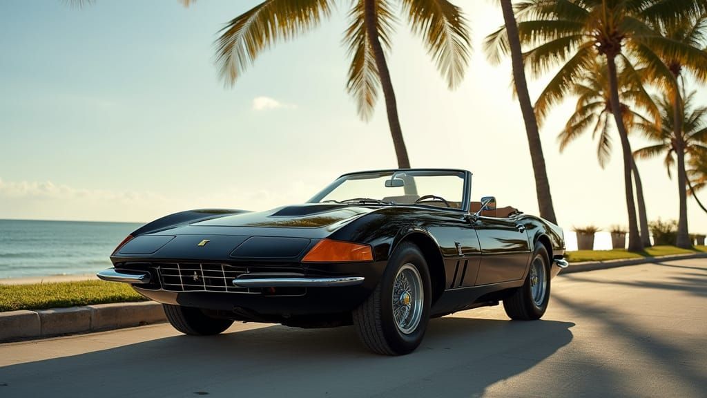 Ferrari 365 Daytona in Miami, Photorealistic Style
