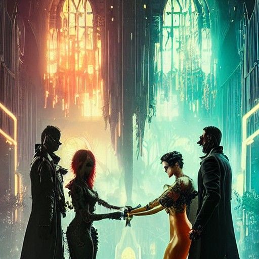 Gothic Wedding in Cyberpunk Style by Rutkowski