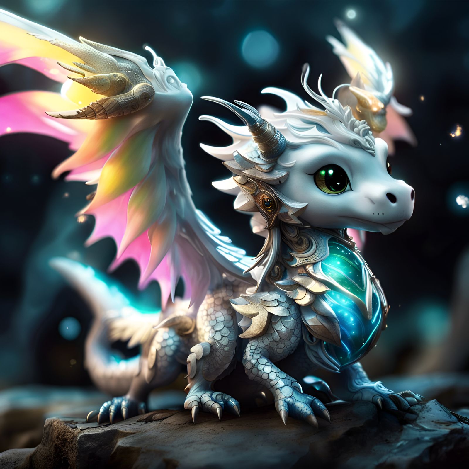 Adorable Aurora Dragon with Sparkling Eyes in CGI