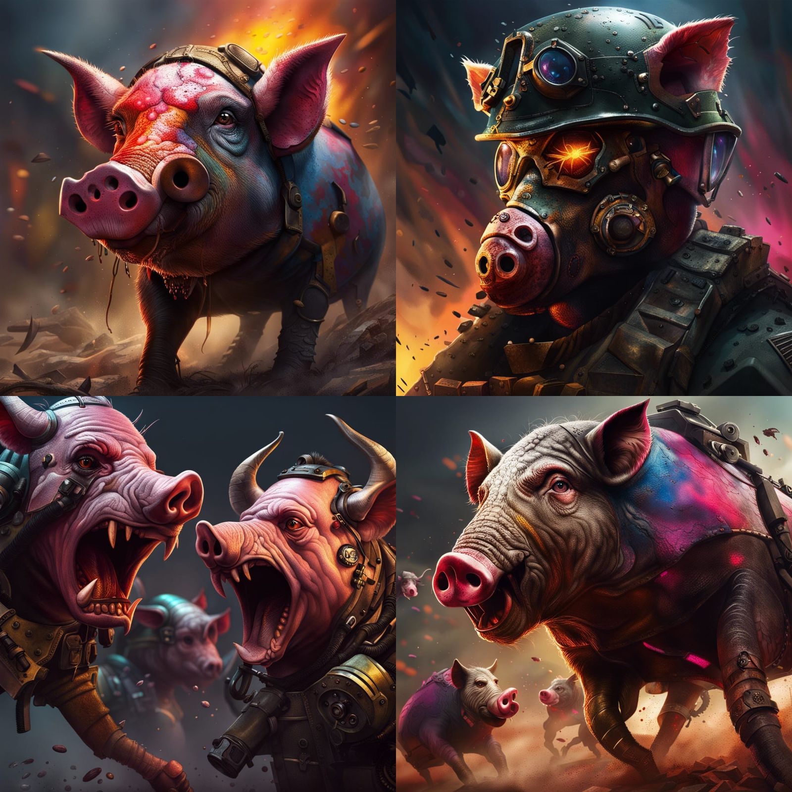 Hyperrealistic War Pigs Concept Art