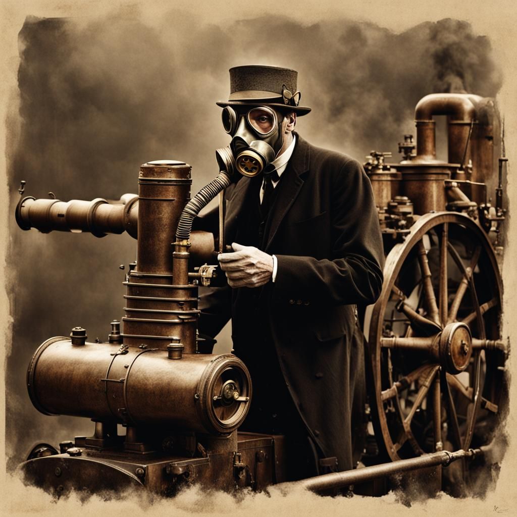 Steampunk Gas Mask Fusion Portrait