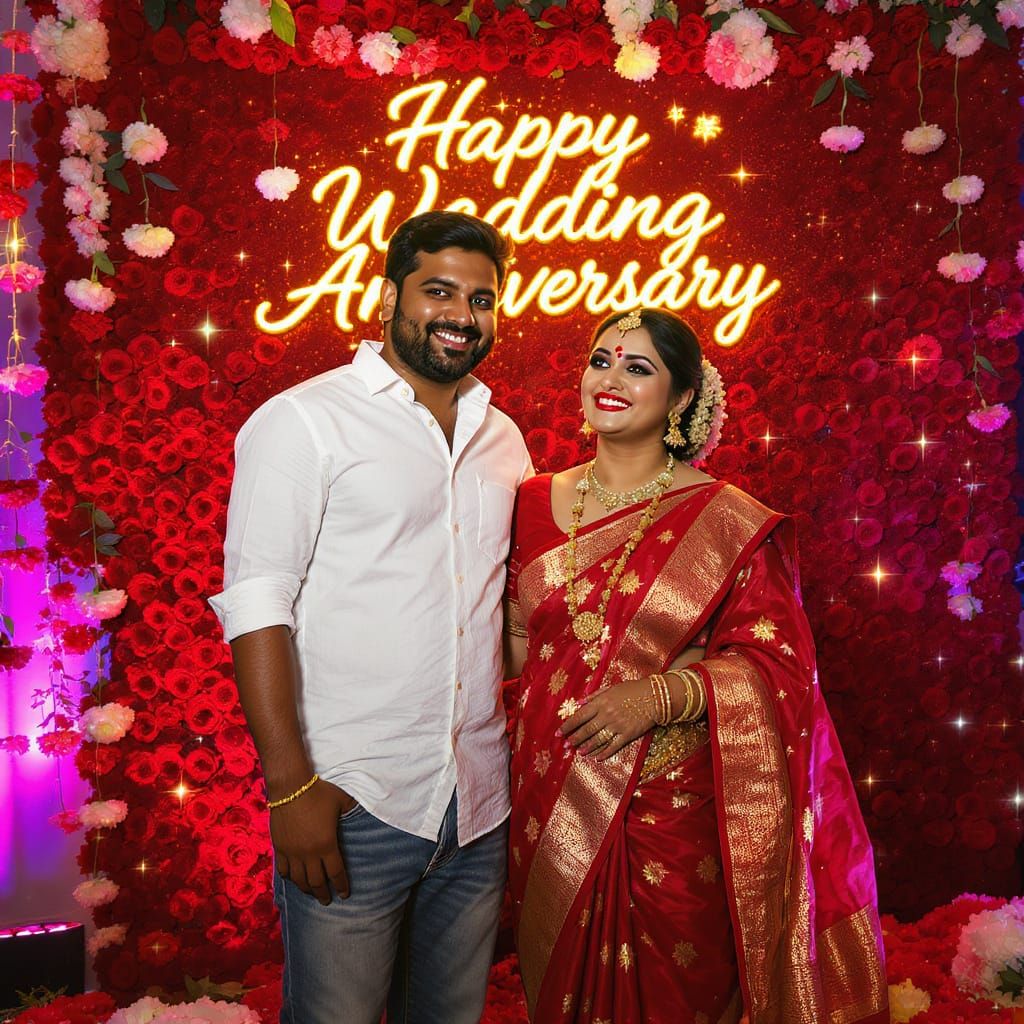 Indian Couple Celebrates Anniversary in Splash Art Style