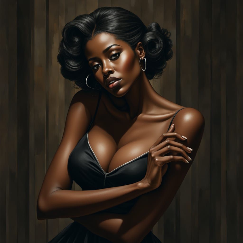 Film Noir Portrait of Elegant Black Woman