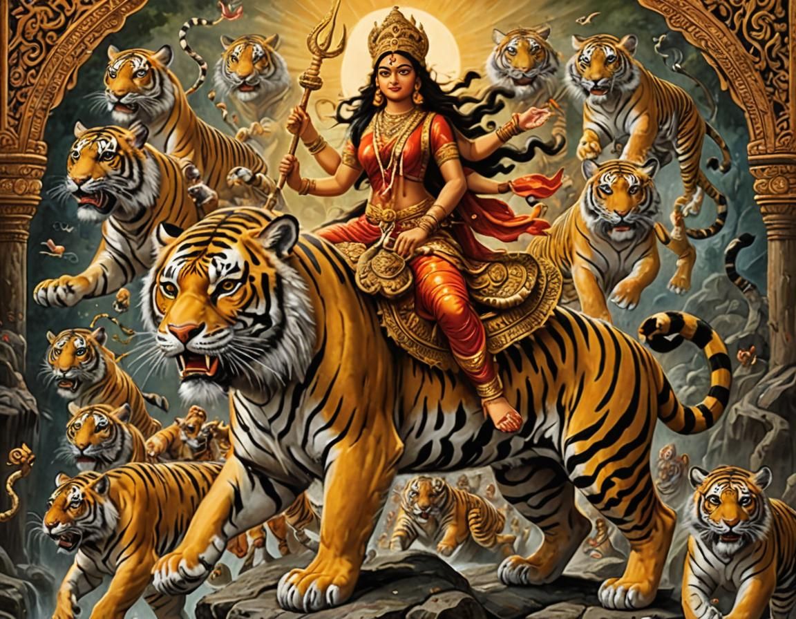 Durga Riding Her Tiger