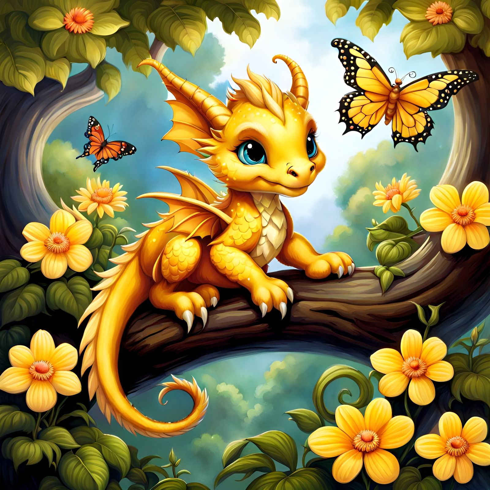 Golden Dragon Storybook Illustration
