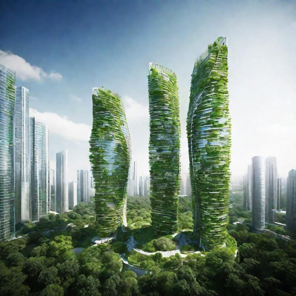Futuristic Biomimetic Green Sustainable Skyscrapers