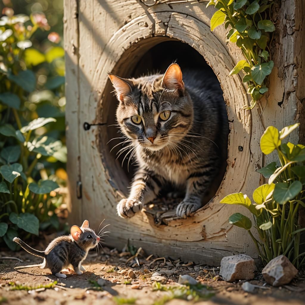Cat in the mouse hole