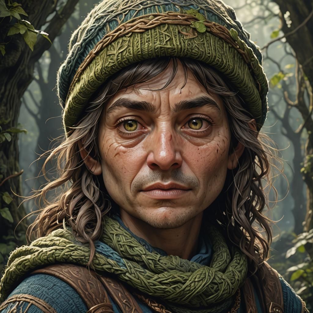 Grizzled Halfling Druid