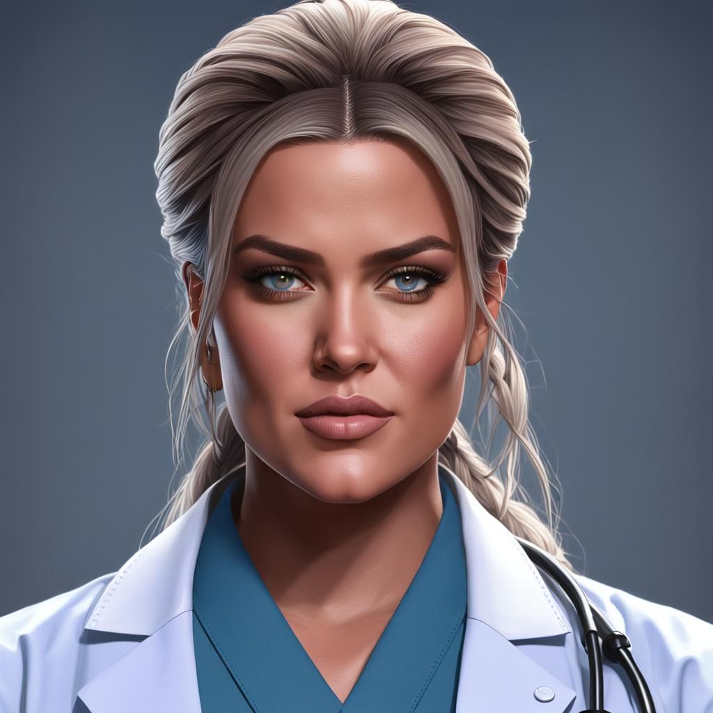 Khloe Kardashian as Doctor: Detailed Digital Portrait