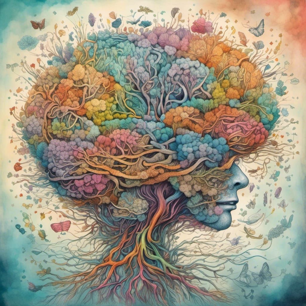 Colorful Pastel Brain Mind Map Drawing