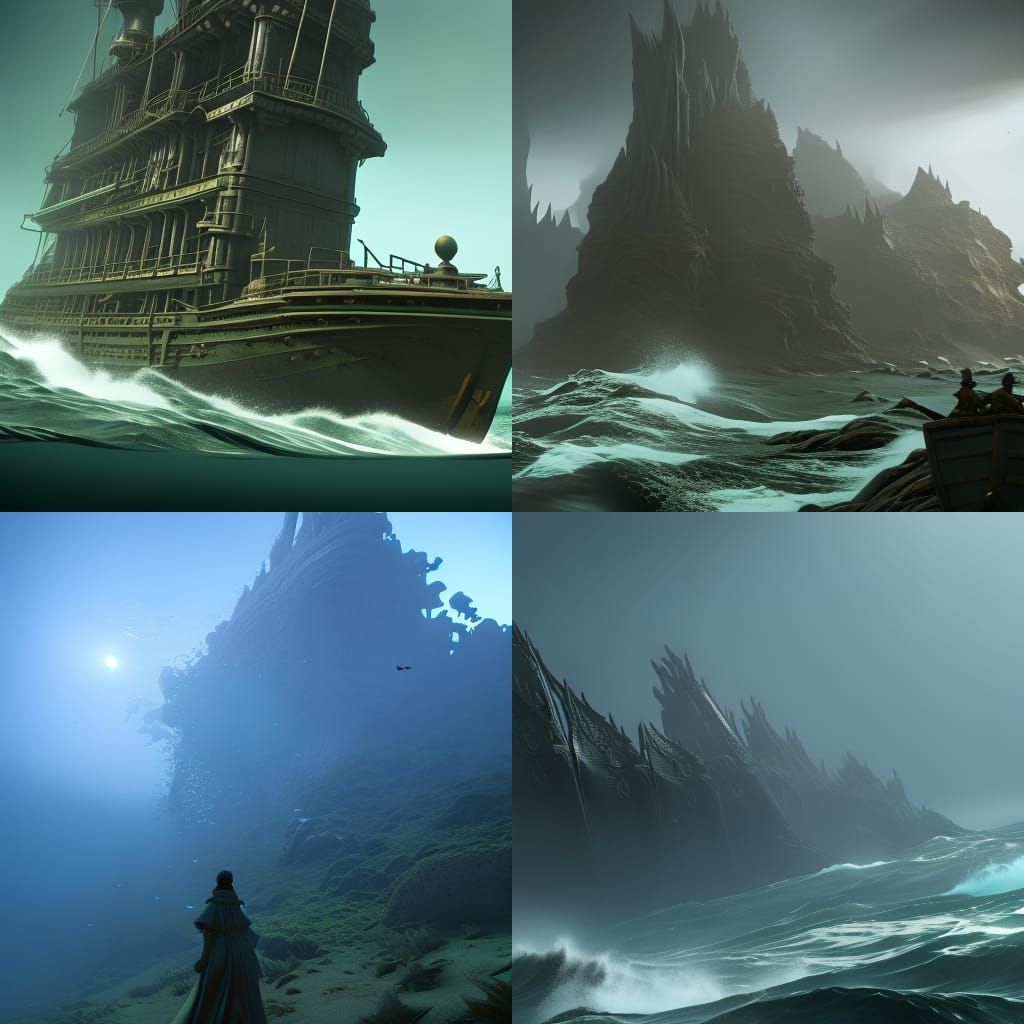 Horror Sea Concept Art in Dark Fantasy Style
