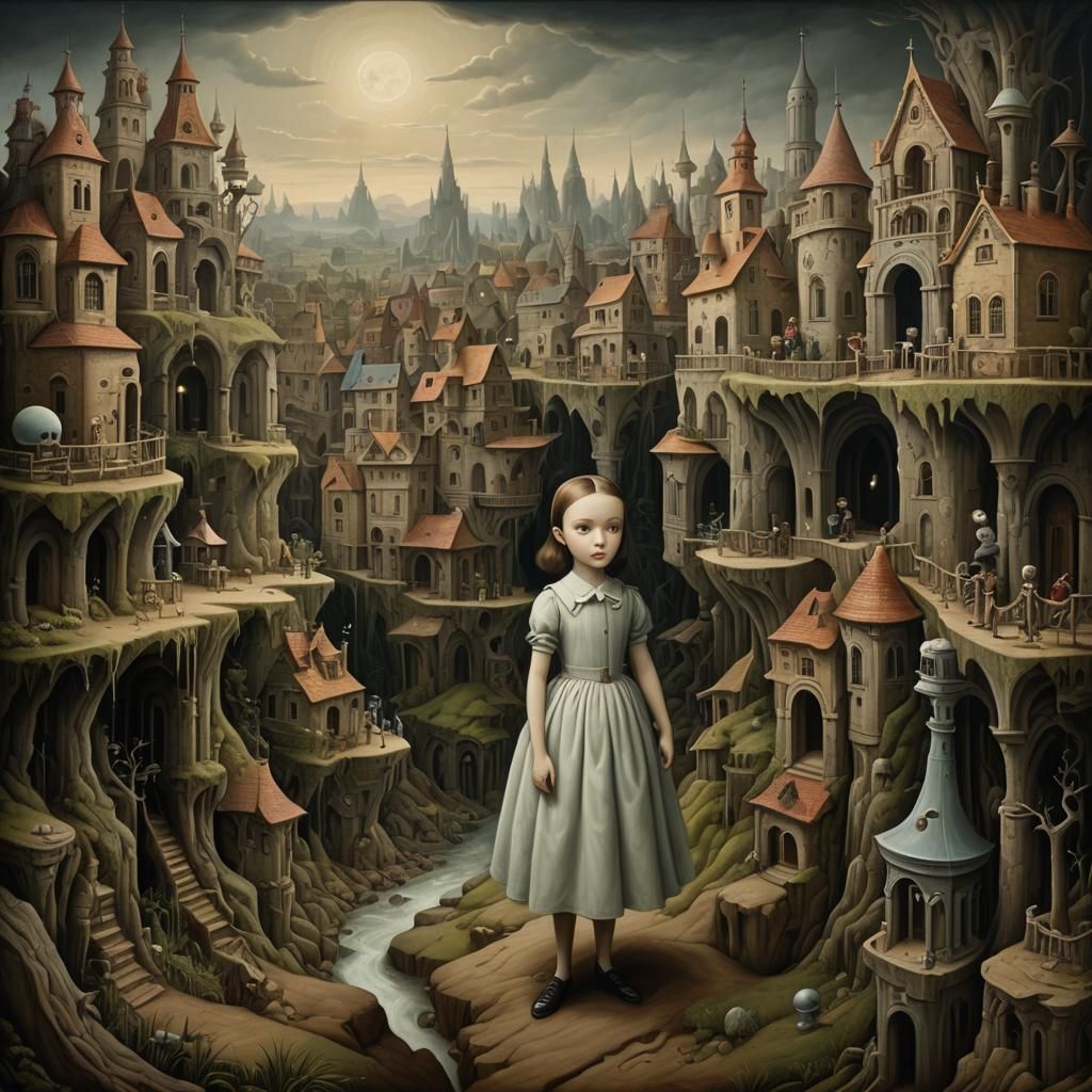 Dystopian Masterpiece with Intricate Motifs and Moody Lighti...