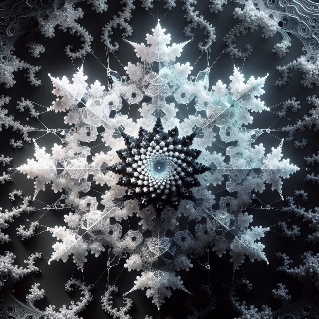 fibonacci ice flower on black Malachit