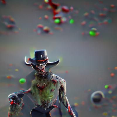 Zombie Cowboy with Top Hat in 8K