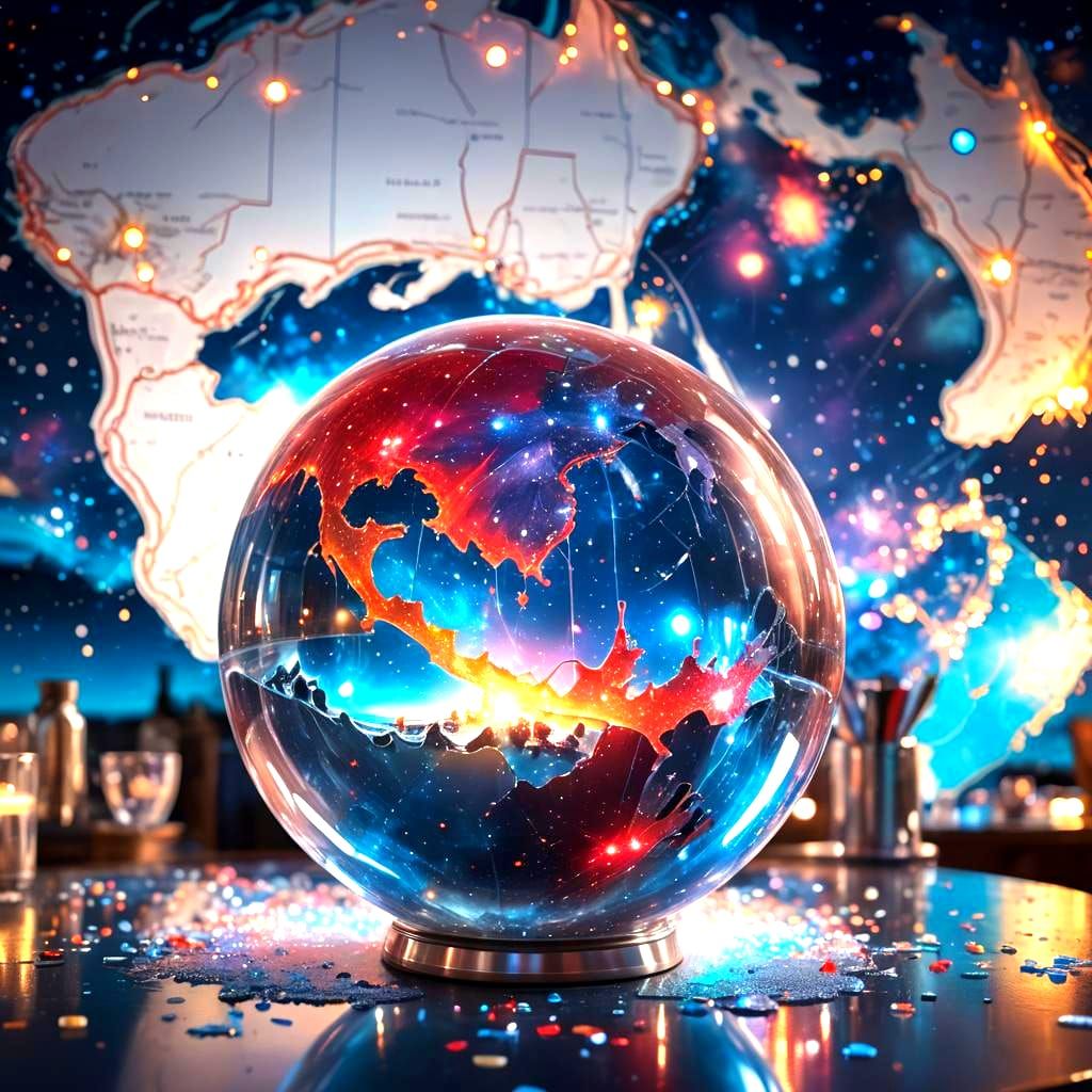 Glossy Crystal Orb Reflecting Colorful Australia Map