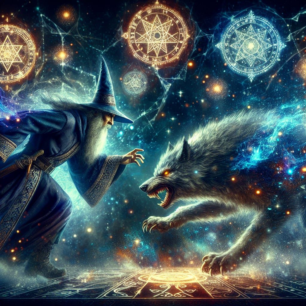 Wizard's Pursuit: Werewolf Chase in Mystical Realm
