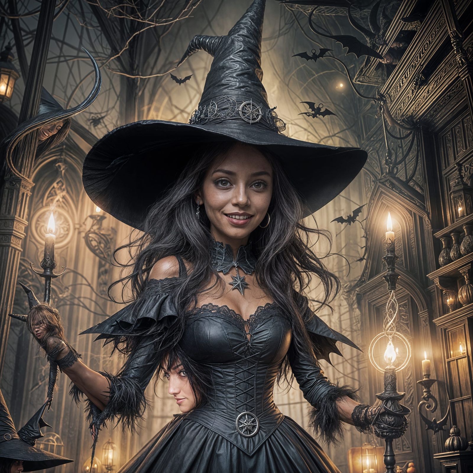 Black Witch at Halloween Party