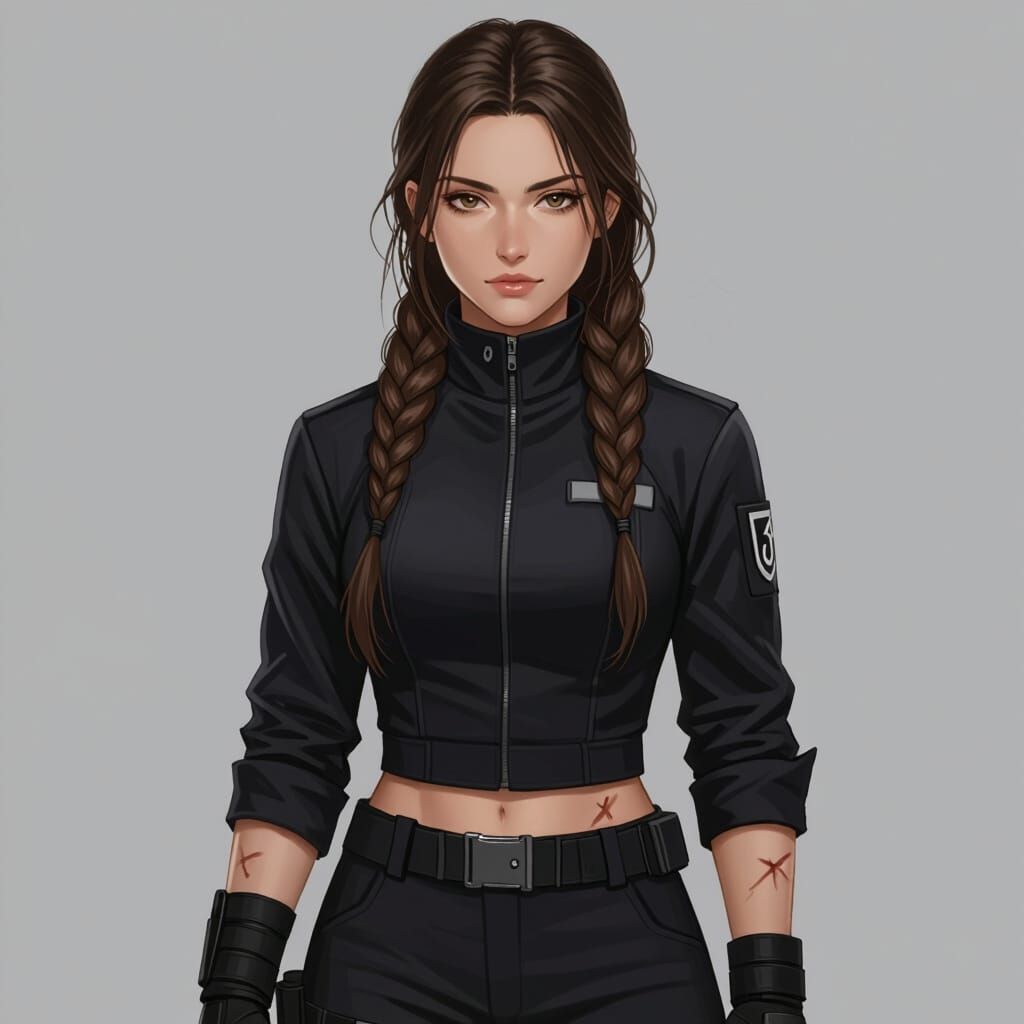 Anime Woman in Jujutsu High Uniform: Cel-Shaded Style