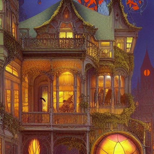 Halloween Party in Art Nouveau Style