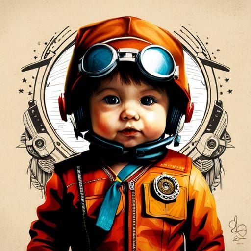 Portrait of a baby dressed as a pilot
