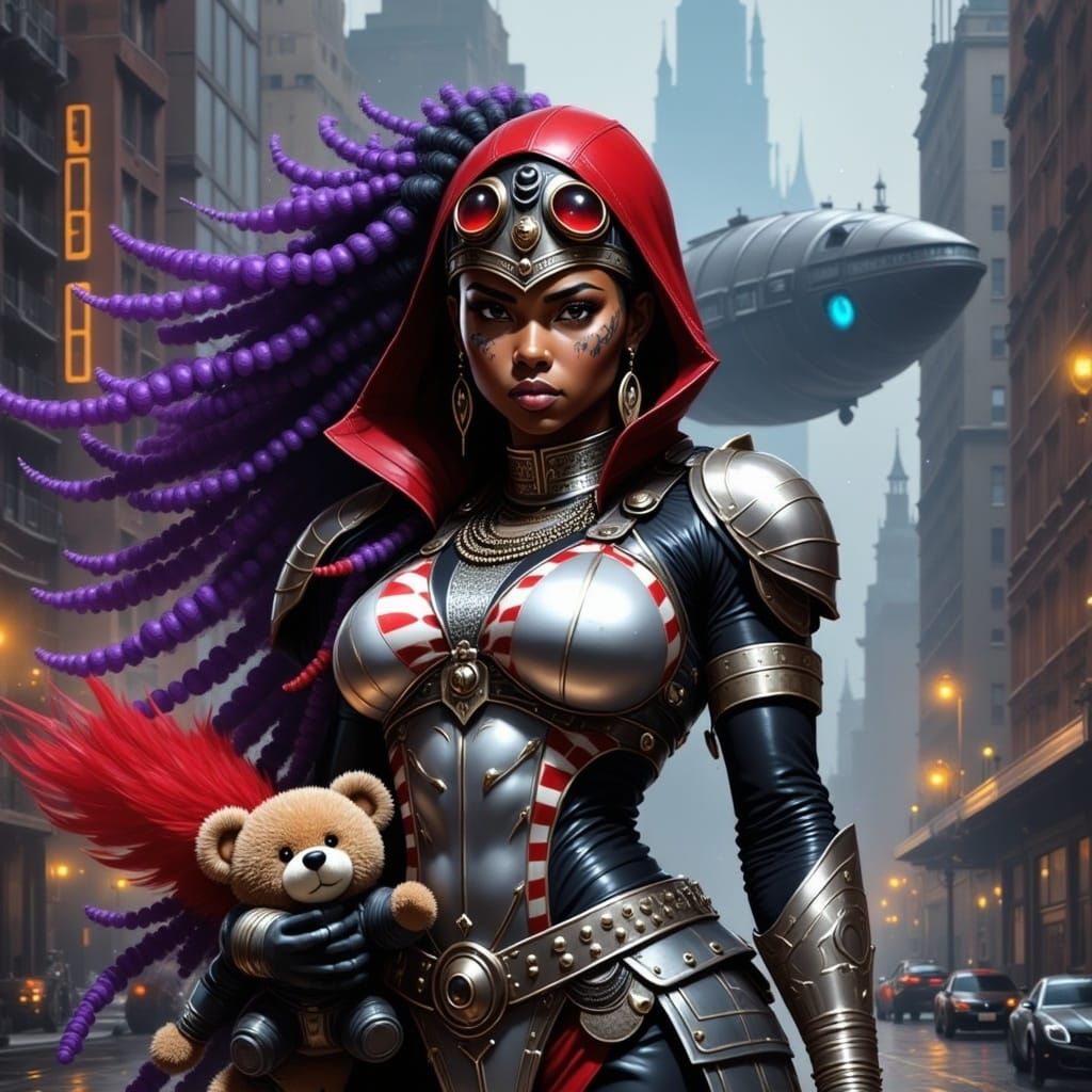 Steampunk Heroine in Brooklyn, Cinematic Photorealism