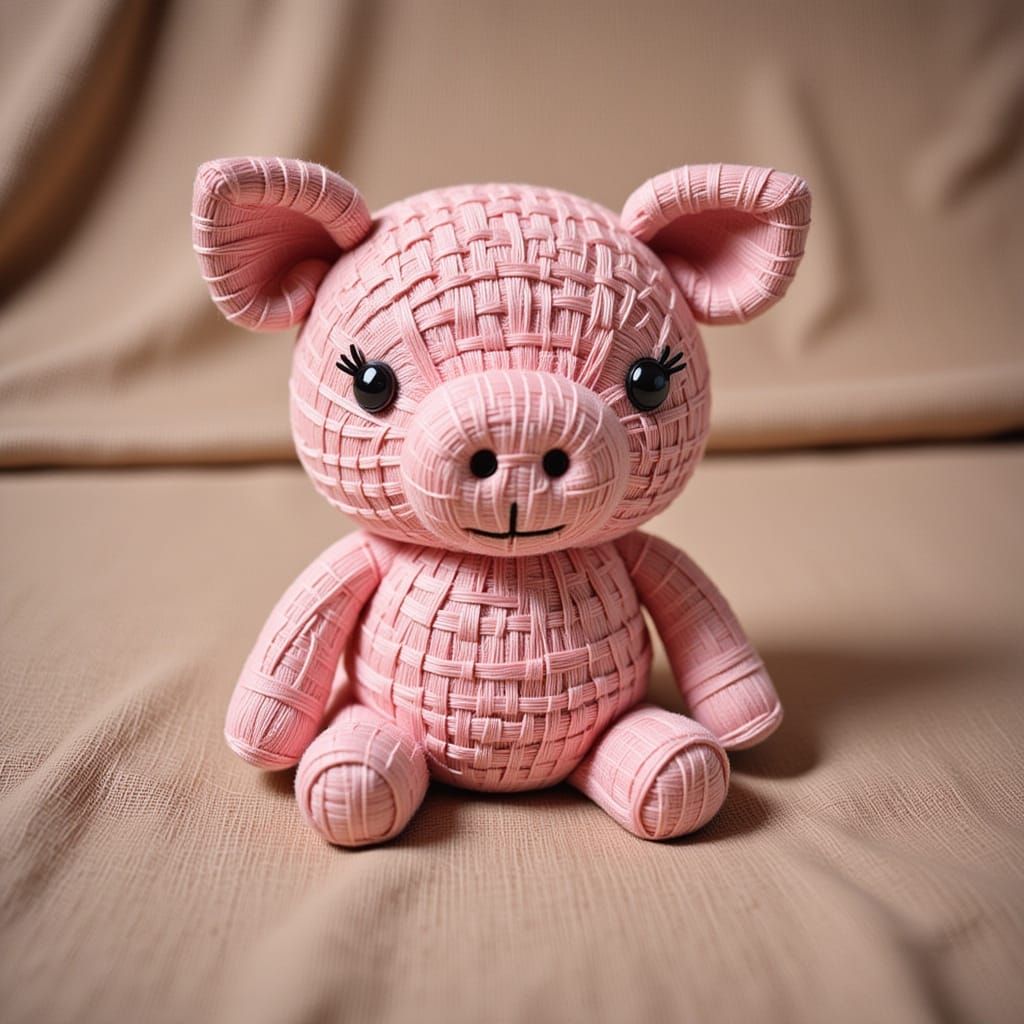 Pink Plush Pig AI Image