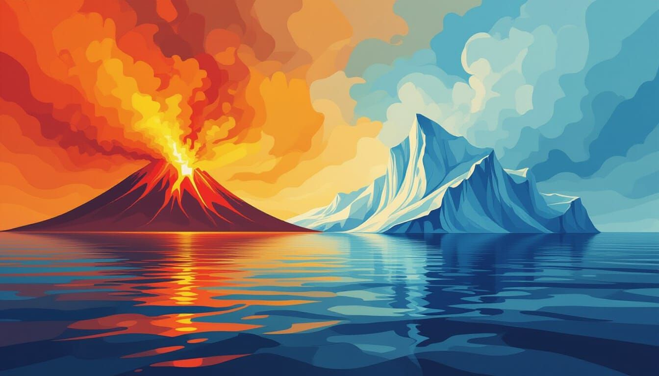 Volcano and Iceberg Divide: Abstract Fractal Art