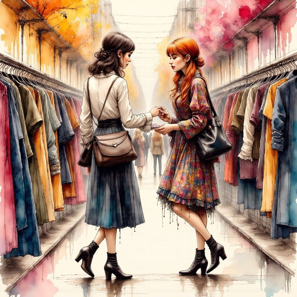 Upscale Fashion Assistance in Manhattan, Ink Art