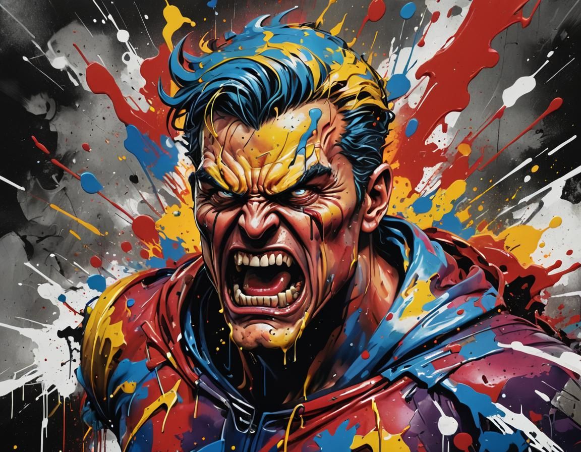 Angry Homelander in Graffiti Street Art Style