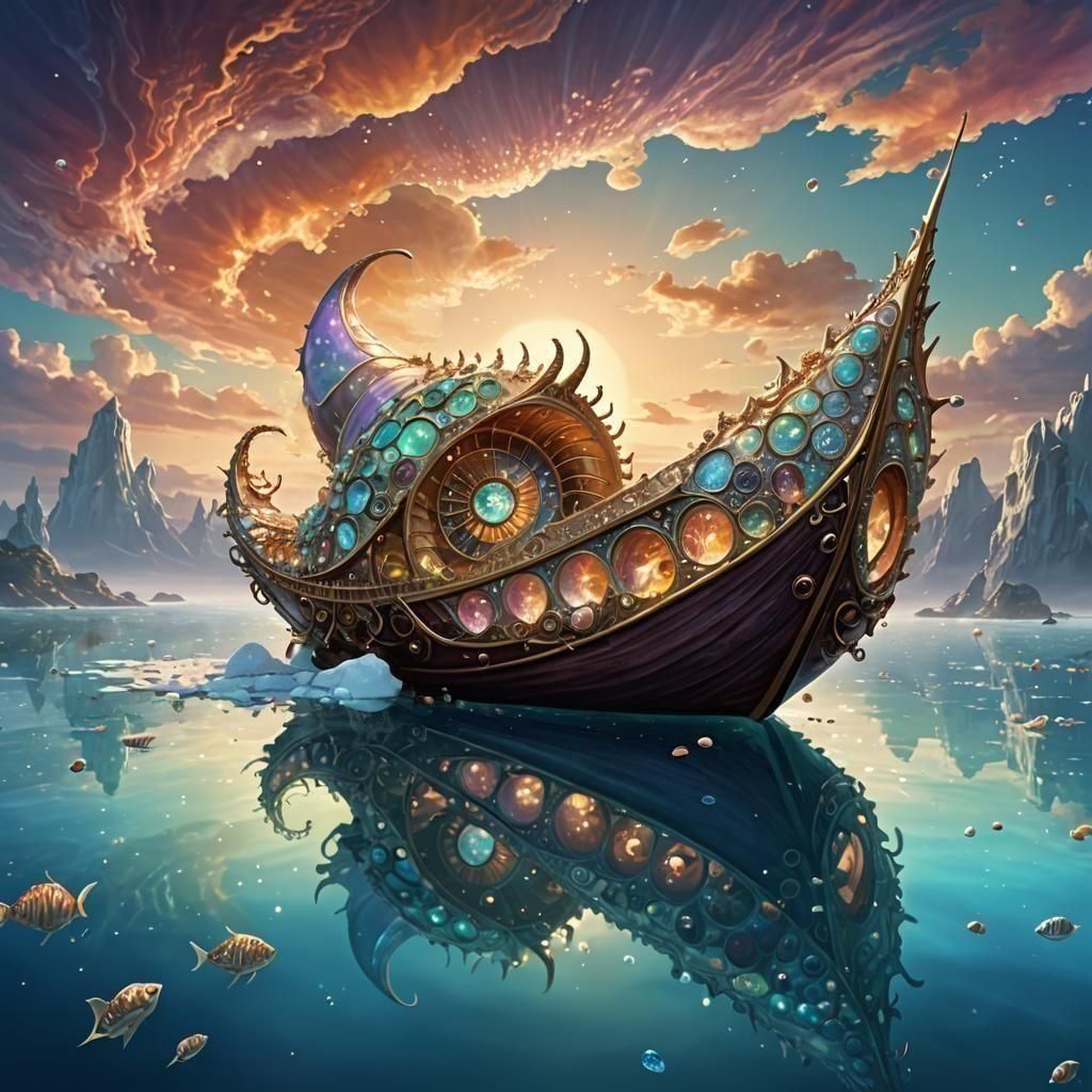 Whimsical Boat on Icy Waters: CHI Render