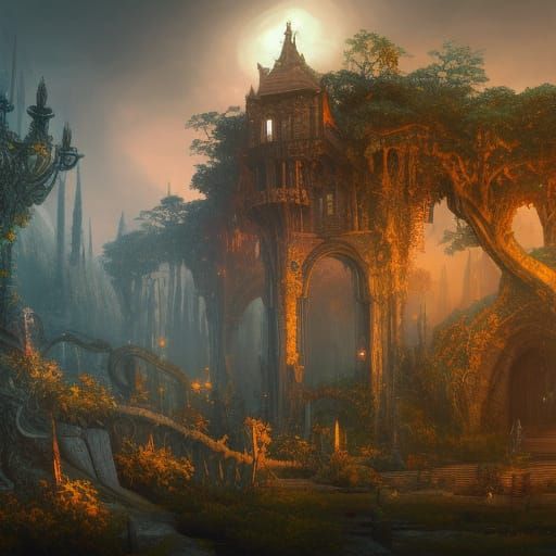 Fantastical Garden of Bones: Detailed Matte Painting