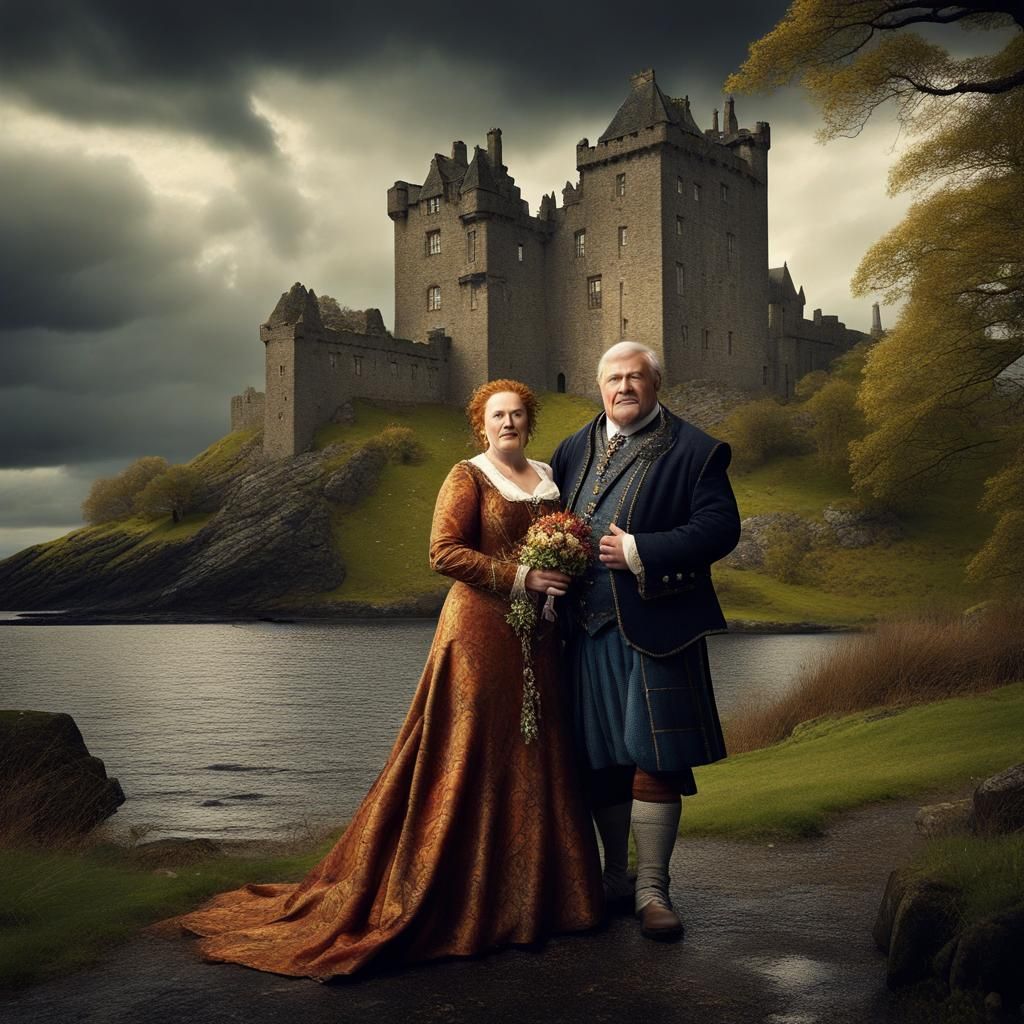 Scottish Castle Wedding with Jacobean Couple