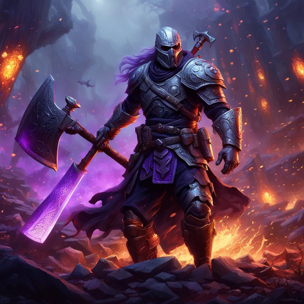 Victorious Warrior on Battlefield: Dark Fantasy Concept Art