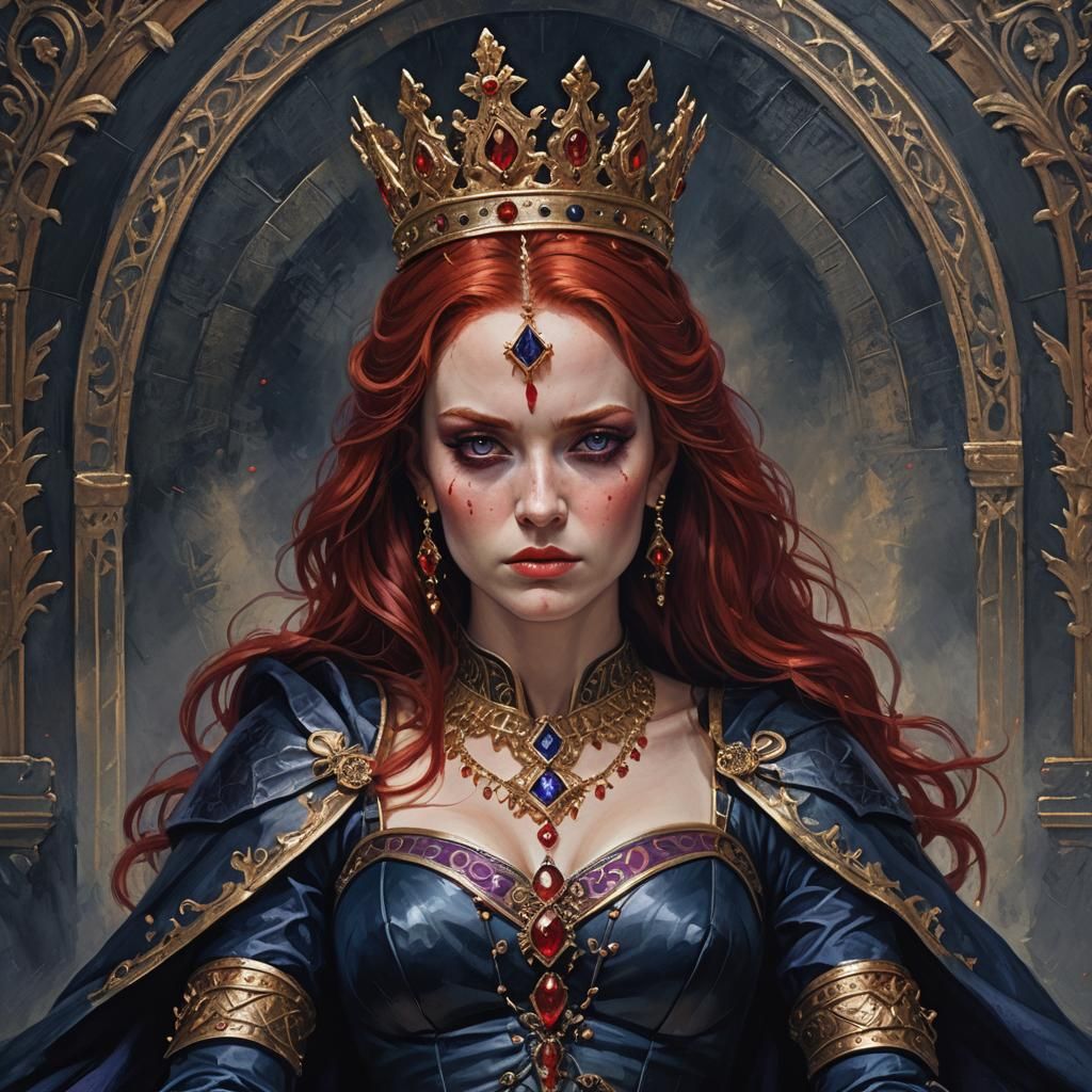 Fierce Warrior Queen Portrait in Dark Fantasy Style