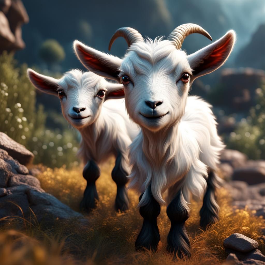 Adorable Baby Goat in Detailed Matte Painting