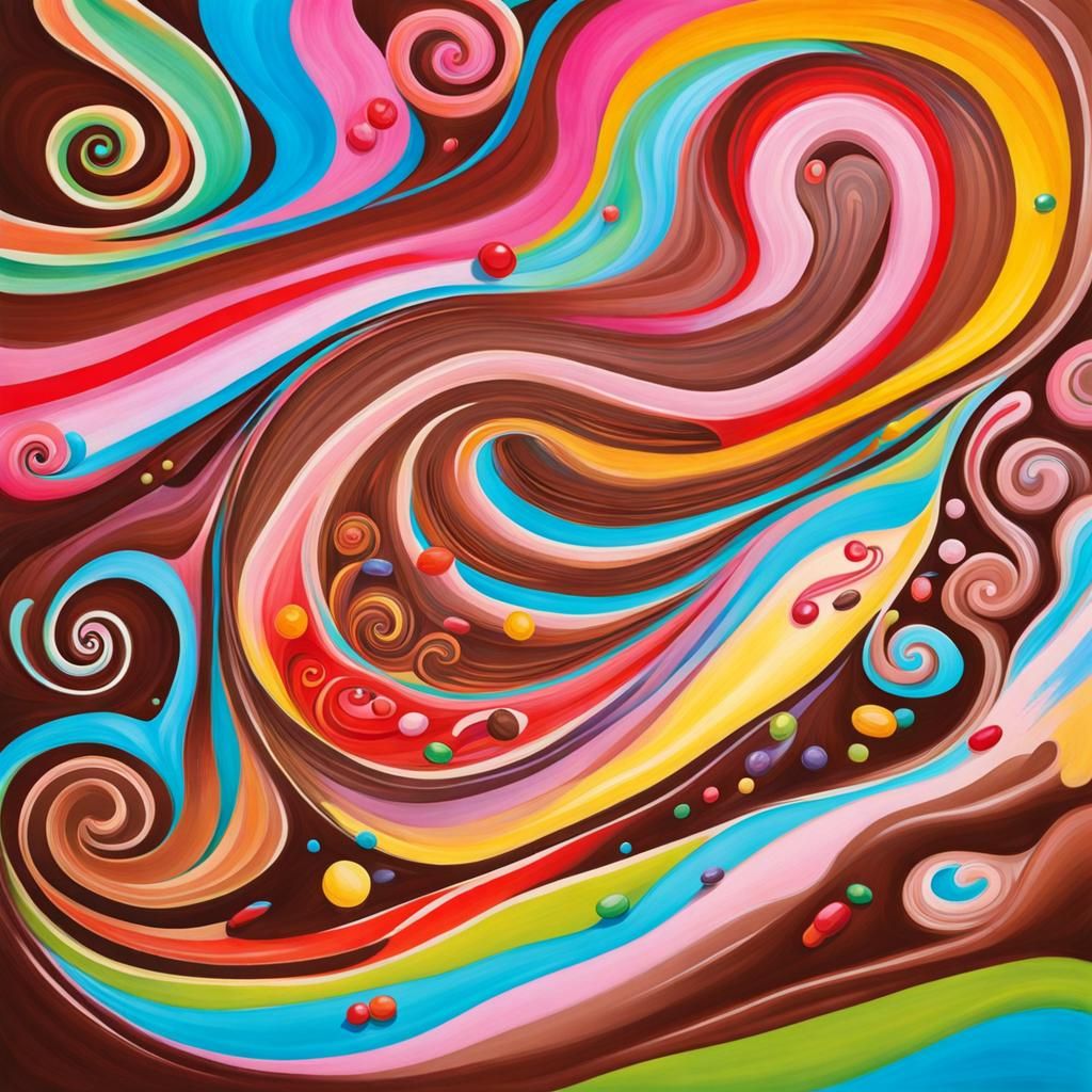 Vibrant Chocolate Candyland Wonderland in Gouache